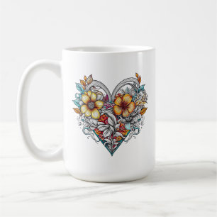 Mug Coeur floral personnalisé avec message sensoriel