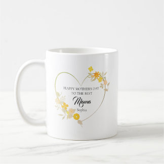 Mug Cœur floral personnalisé pour la fête des mères av