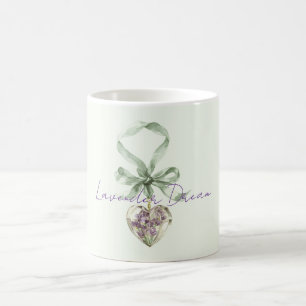 Mug Cœur floral vert pistache lavande pourpre