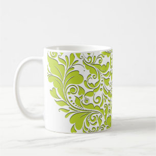 Mug Coeur HeartyParty Lime vert et blanc Damas