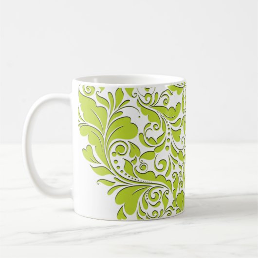 Mug Coeur HeartyParty Lime vert et blanc Damas (Gauche)