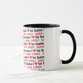 Mug coeur i pour détester comique sans