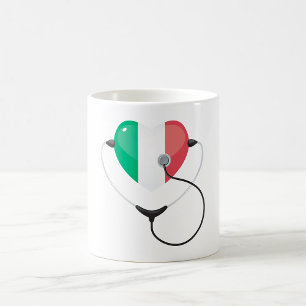 Mug Cœur italien avec stéthoscope de soins de santé