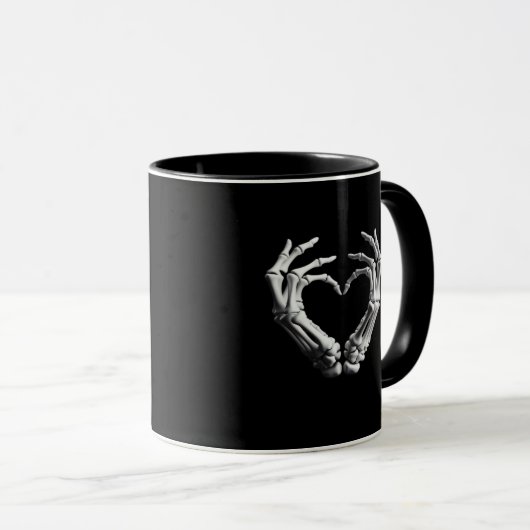 Mug Coeur main Skeleton os Éffrayantes filles Ados (Devant droit)