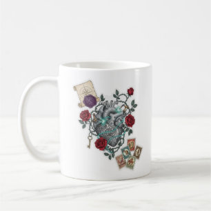 Mug Cœur mécanique avec roses – Art surréaliste vintag