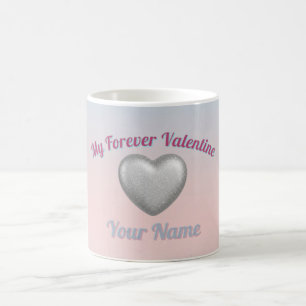 Mug Cœur métallique argenté Rose Bleu Pastel Saint-Val