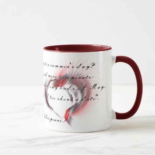 Mug Coeur métallique avec sonnet de Shakespeare 18 Caf (Droite)