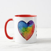 Mug Coeur mignon d'arc-en-ciel d'aquarelle (Gauche)