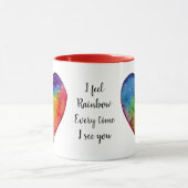 Mug Coeur mignon d'arc-en-ciel d'aquarelle (Centre)