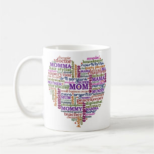 Mug Coeur mignon d'art de mot du jour de mère de maman