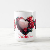 Mug Coeur moderne avec roses rouges être ma valentine (Centre)