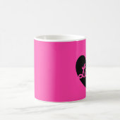 Mug Cœur noir "Amour" sur rose fuchsia (Centre)