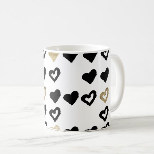 Mug Coeur Noir & Or (Devant droit)