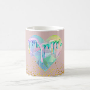 Mug Coeur Opal Gemstone avec gouttes holographiques su