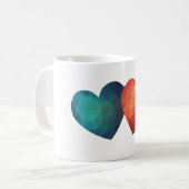 Mug Cœur paire bleu et rouge moderne hitech (Devant gauche)