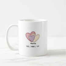 Mug Cœur Personnalisé avec Nom Date