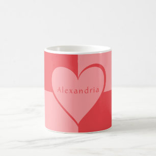 Mug Coeur personnalisé rose et rouge
