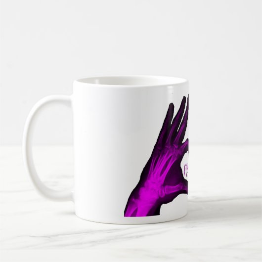 Mug Coeur pourpre de rayon X de main (Gauche)