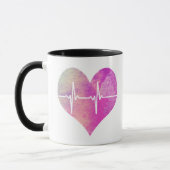 Mug Coeur pourpre ECG d'aquarelle (Gauche)