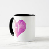 Mug Coeur pourpre ECG d'aquarelle (Devant gauche)