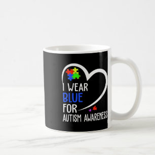 Mug Cœur que je porte bleu pour la sensibilisation à l