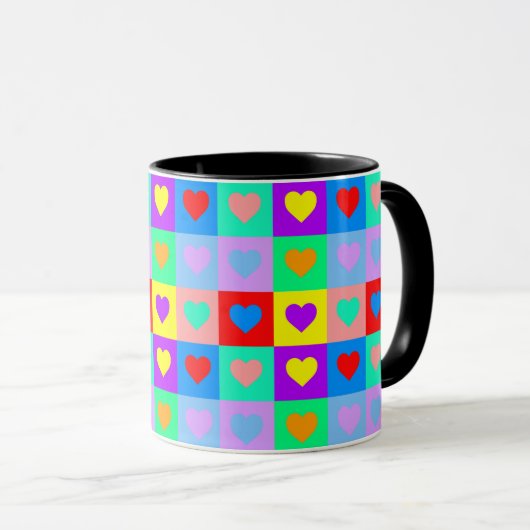 Mug Coeur romantique Coloré Motif Pop Art (Devant droit)