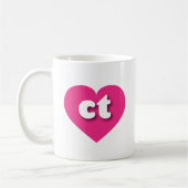 Mug Coeur rose chaud Connecticut - J'aime (Gauche)