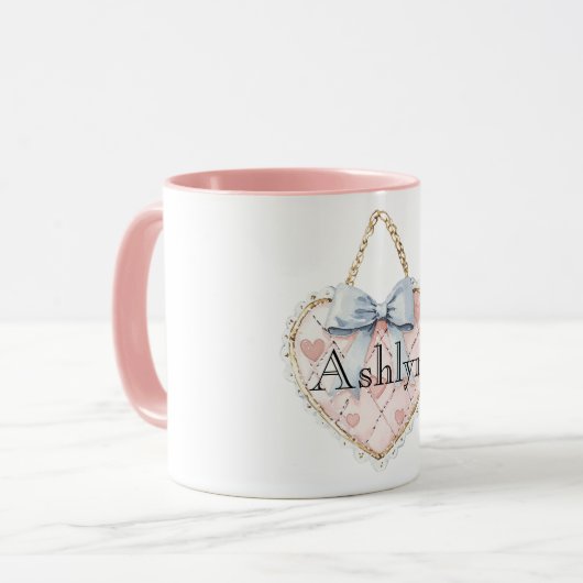 Mug Coeur rose Chic Bow (Devant gauche)