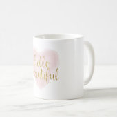 Mug Coeur rose d'aquarelle d'or bonjour beau (Devant droit)