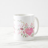 Mug Cœur rose et fleurs (Devant droit)