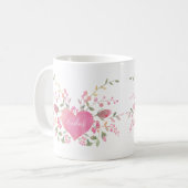 Mug Cœur rose et fleurs (Devant gauche)