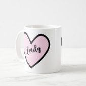 Mug Coeur rose et noir (Devant gauche)