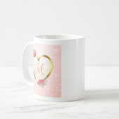 Mug Coeur rose et or personnalisé (Devant gauche)