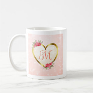 Mug Coeur rose et or personnalisé