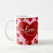 Mug coeur rose et rouge avec conception de mots d'amou (Gauche)
