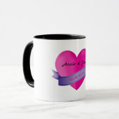Mug Coeur Rose Et Ruban (Devant gauche)