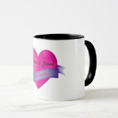 Mug Coeur Rose Et Ruban (Devant droit)