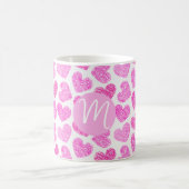 Mug Coeur rose mignon Doodled Saint Valentin Monogramm (Centre)