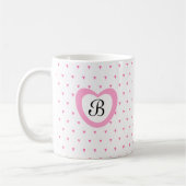 Mug Coeur rose mignon et Confetti triangle initial (Gauche)