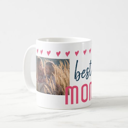 Mug Coeur rose mignon Meilleure maman 2 Photos Fête de (Devant gauche)