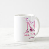 Mug Coeur rose parties scintillant monogramme professe (Devant droit)