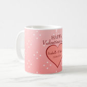 Mug Coeur rose saumon Étoiles blanches (Devant gauche)