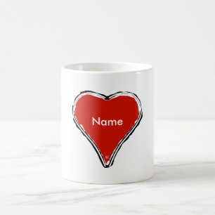 Mug Coeur rouge attendant un nom