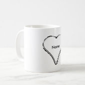 Mug Cœur rouge attendant un nom (Devant gauche)