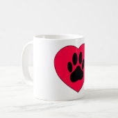 Mug Coeur rouge avec Empreinte de patte de chien (Devant gauche)