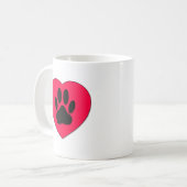 Mug Coeur rouge avec Empreinte de patte de chien (Devant gauche)