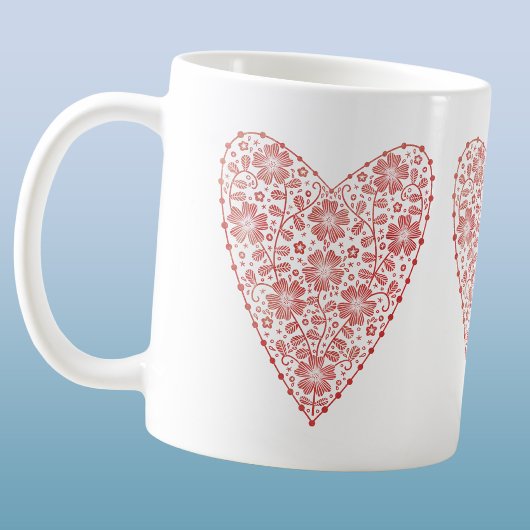 Mug Cœur Rouge Blanc Scandinave