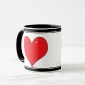 Mug Coeur rouge brillant (Ajouter Votre Texte) (Devant gauche)
