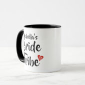 Mug Coeur rouge de date de tribu de jeune mariée (Devant gauche)