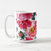 Mug Coeur rouge et rose amour valentines florales nom  (Gauche)